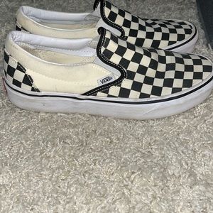 Checkered vans slip on